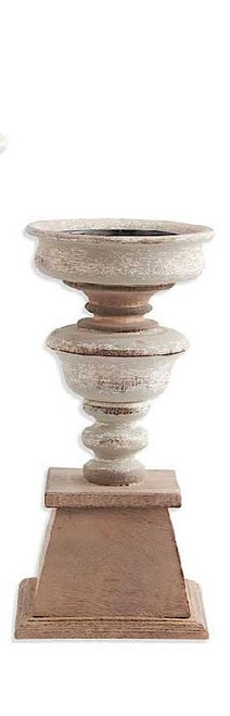 Candleholder, Wooden on Square Base, SMALL