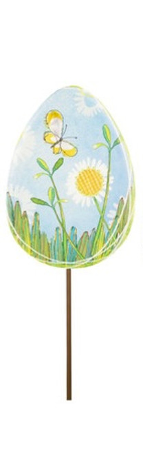 Stake, Eggstra Egg, Blue With Daisies and Butterfly