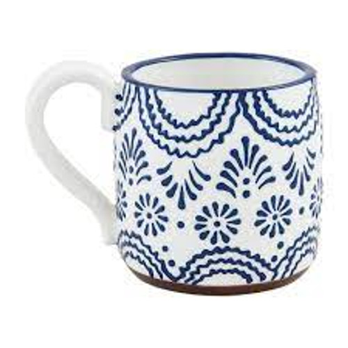 Mug, Wavy Line Blue Floral Mug