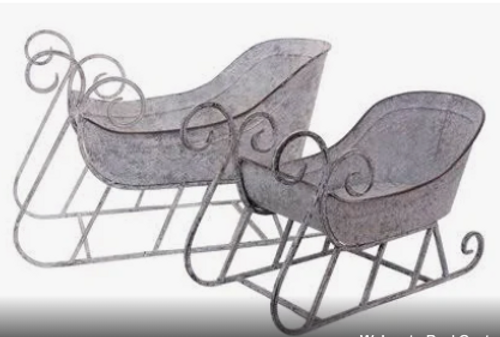 Sleigh, Metal Whitewashed SMALL Sleigh, Metal Whitewashed SMALL
