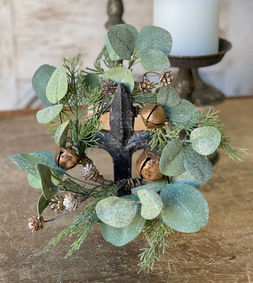 Candle Ring, Gold Song Eucalyptus 10"