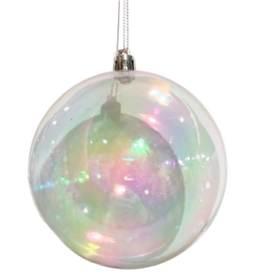 Ornament, Clear Iridescent Plastic Ball 4" Ornament, Clear Iridescent Plastic Ball 4"