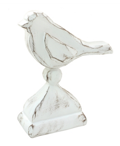 Bird On Stand, White SMALL