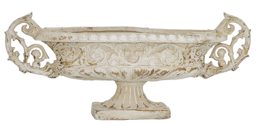 Urn, Magnesium Pedestal Vase With Ornate Handle
