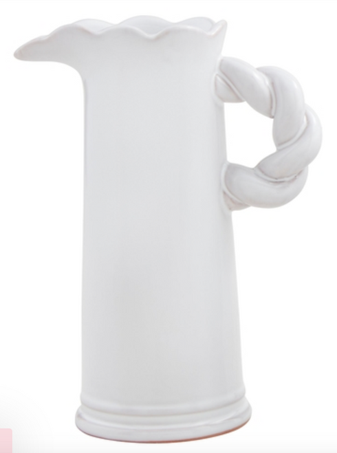 Vase, Twisted Handle White Pitcher LARGE