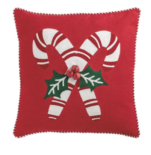 *LAST ONE* Pillow, Embroidered Christmas Candy Canes
