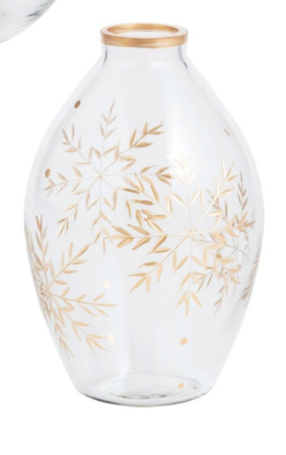 Bud Vase, Snowflake Gold Cut Glass