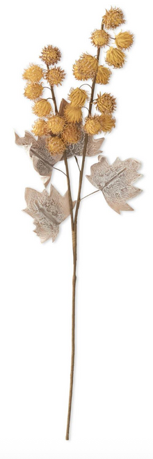 Spray, Yellow Eva Pod Spray w/ Tan Leaves 40"