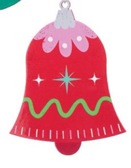 Ornament, Wooden Bright Pink Bell With Lacquer