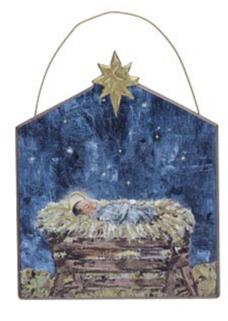 Ornament, Wooden Holy Child Navy