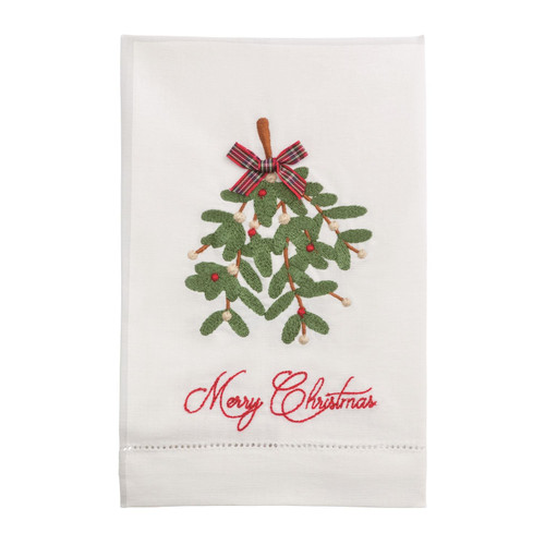 Hand Towel, Embroidered Mistletoe