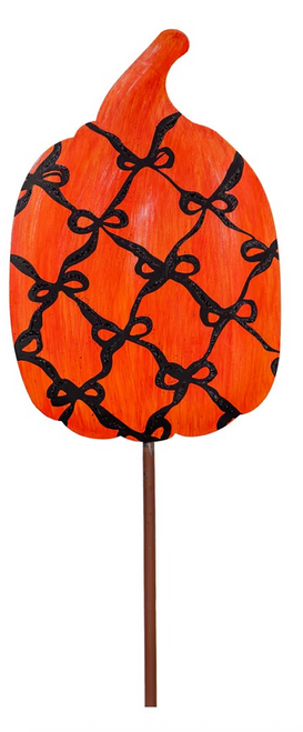 *NEW* Stake, Black Bow Pumpkin Tall