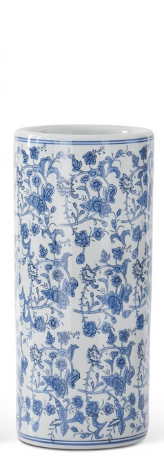 *LAST ONE* Vase, Blue & White Chinoiserie Cylinder SMALL