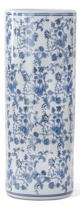 *NEW* Vase, Blue & White Chinoiserie Cylinder TALL