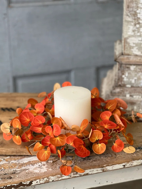 *NEW* Setting Sun Leaves Candle Ring | 12"