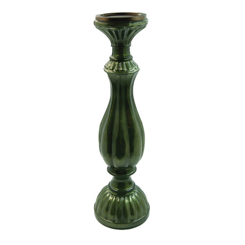 Candle Holder, Embossed Mercury Glass Green LARGE