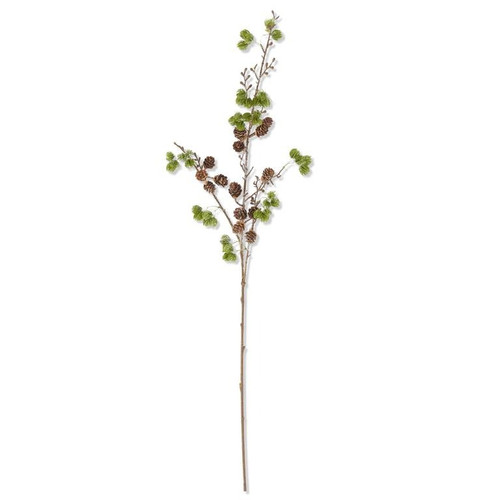 Stem, Glittered Larch Pink Stem Mini Pinecones