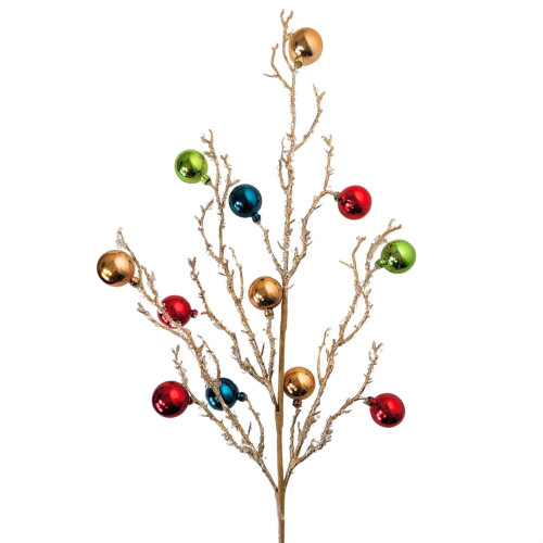 Spray, Iced Wintery Red Green Gold 26" Spray, Iced Wintery Red Green Gold 26"