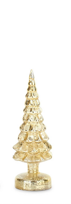 Tree, Gold LED Mercury Glass On Pedestal, SMALL