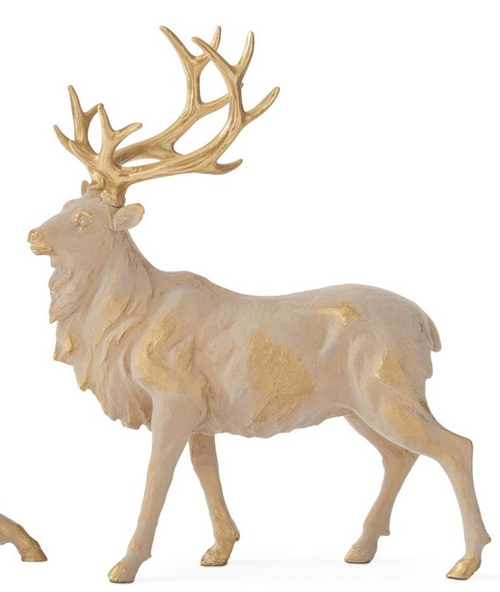 Reindeer, Standing Tan & Gold Flocked