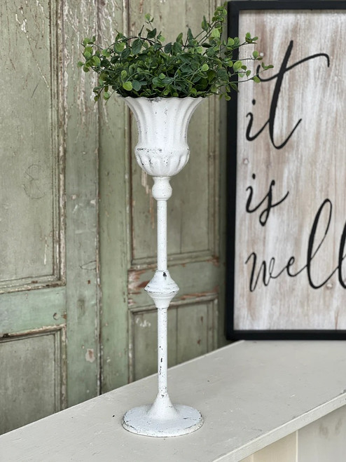 Candleholder, Fluted, Cream, LARGE