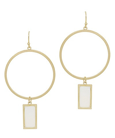 Earrings, Rectangle Drop Gold