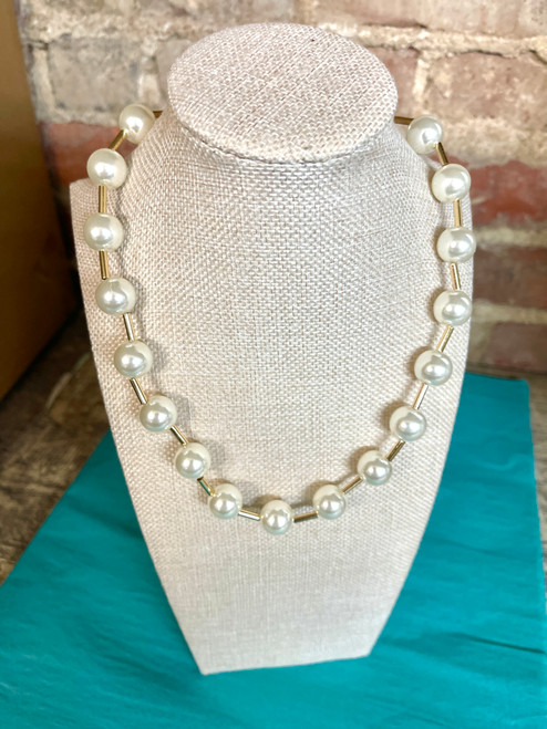Necklace, Pearl & Bar