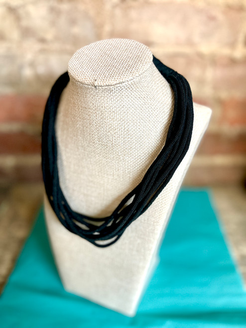 Necklace, Black Slub Rope
