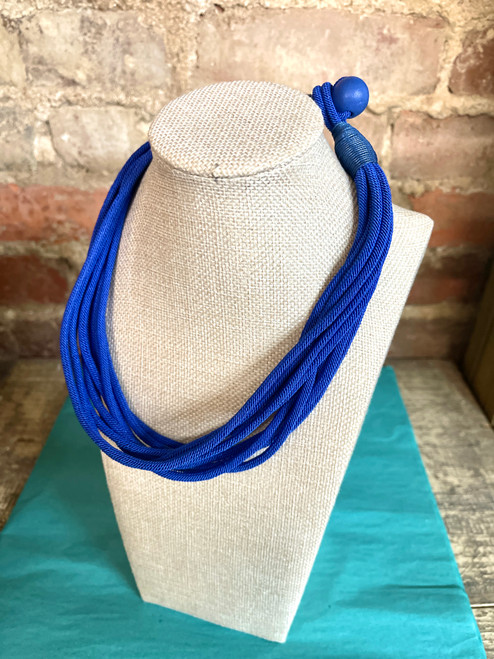 Necklace, Royal Blue Thin Slub