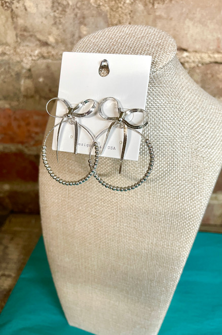 Earrings, Snake Chain Bow & Circle