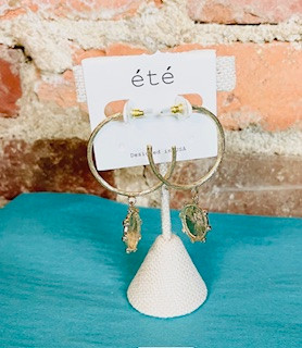 Earrings, Dotted Coin Dangled Textured Hoops Gold