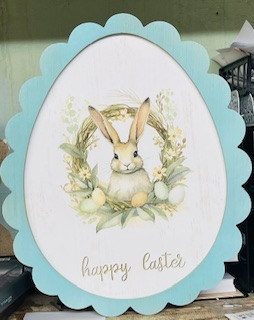 *NEW* Sign, Classic Happy Easter Egg Blue