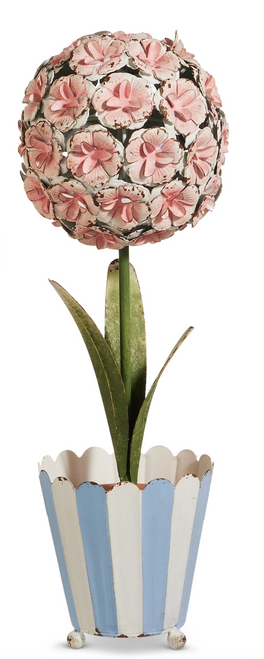 Topiary, Pink Metal Hydrangea 15"