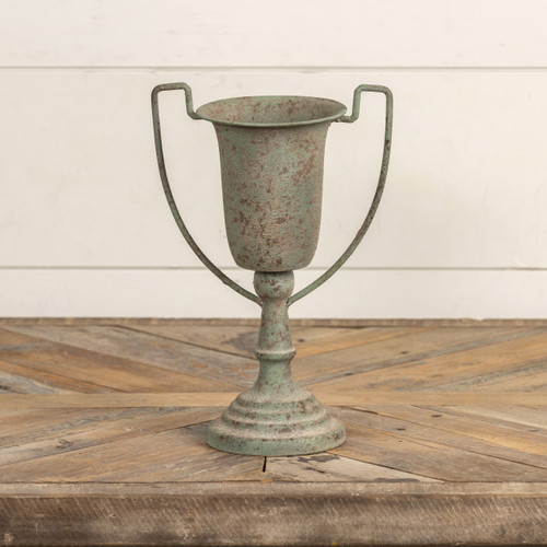 Vase, Distressed Green Hugo 10.5"