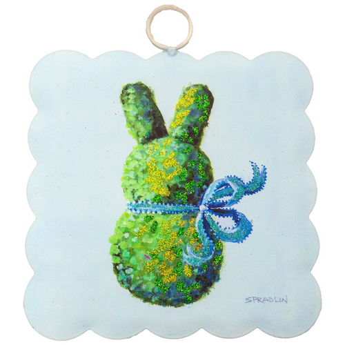 *NEW* Mini Scallop Art Blue Boxwood Bunny 6x6