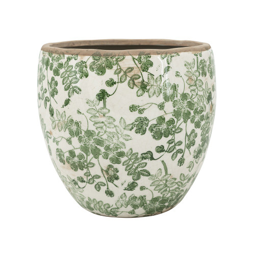 Planter Vase, Small Green Crackle Pot