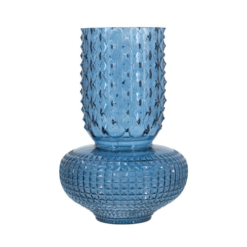 Vase, Blue Glass Cut SMALL