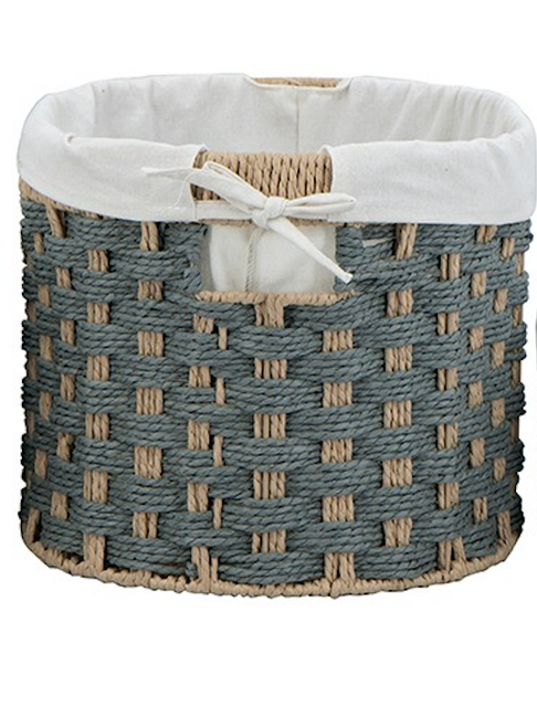 Basket, Oval Woven Gray LARGE