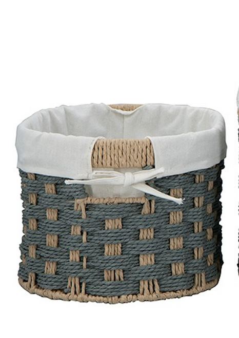 Basket, Oval Woven Gray Medium