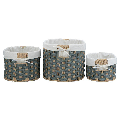 Baskets, Oval Woven Gray