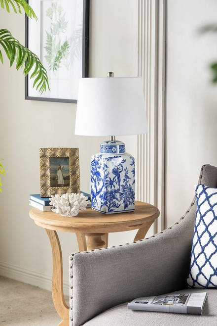 Lamp, Blue and White Chinoiserie Vase Lamp