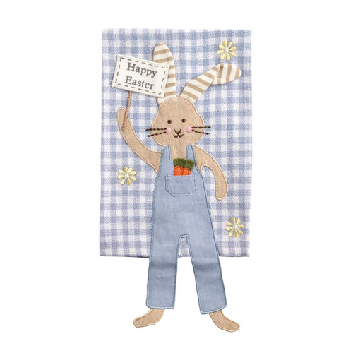 Towel, Blue Check Dangle Leg Bunny