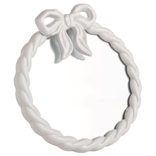 Mirror, Beaded White With Bow