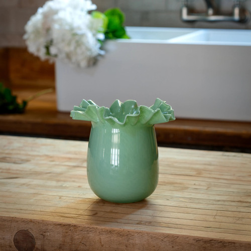 Vase, Blossom Green Milk Glass