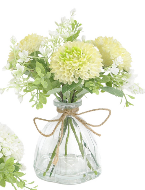 Bouquet in Glass, Yellow Chrysanthemum
