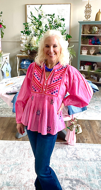 Shirt, Margeaux Embellished Pink MEDIUM