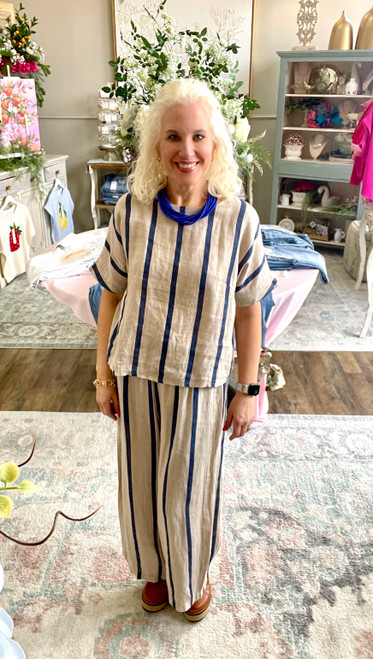 Shirt, Striped Linen SMALL