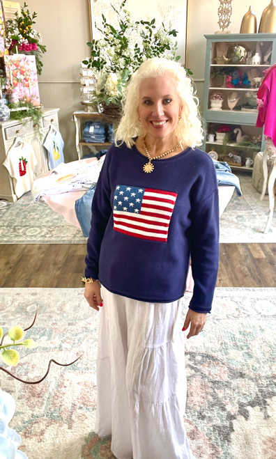 Sweater, Navy American Flag LARGE