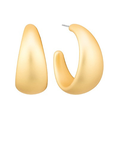 Earrings, Matte Gold Thick Hoops