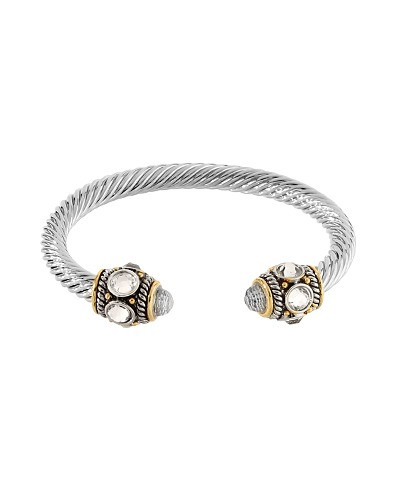 Bracelet, Two Tone Cable Cuff With Pearl